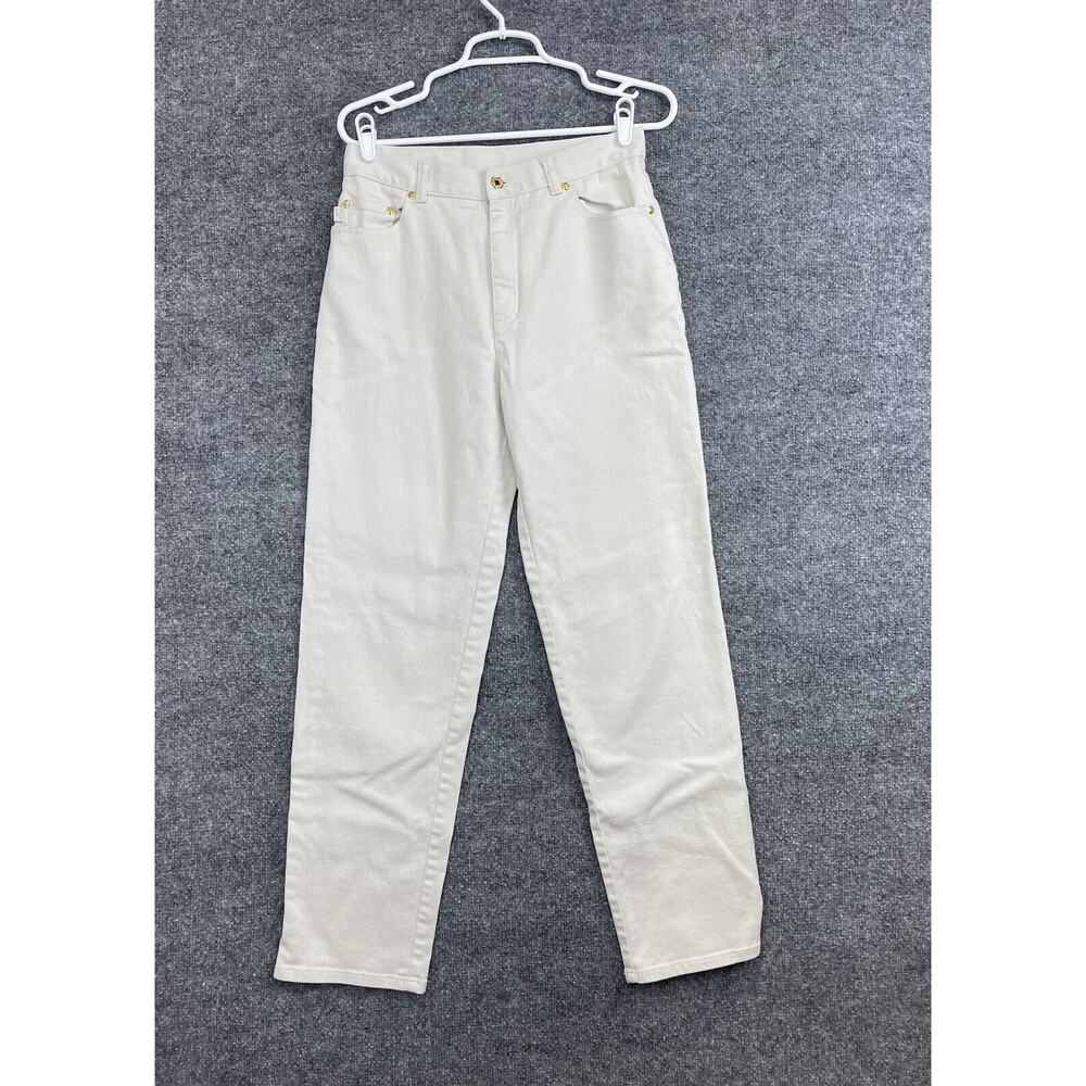 Lauren Jena Co. Ralph Lauren Womens Size 8 Ivory Mid Rise‎ Premier Straight Leg